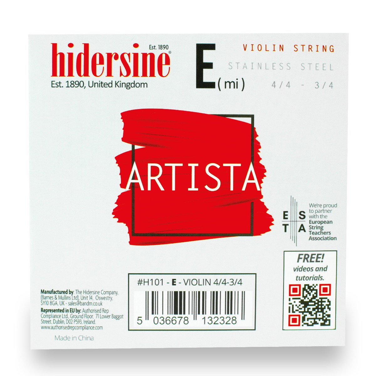 Hidersine Artista Violin E String – Premium Steel Core – 4/4–3/4 Size | Faversham Strings