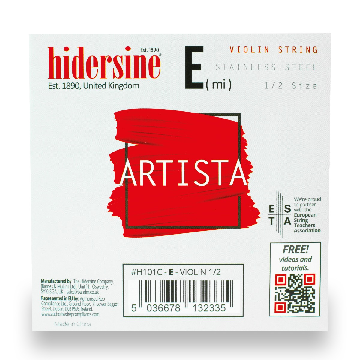 Hidersine Artista Violin E String – Premium Steel Core – 1/2 Size | Faversham Strings