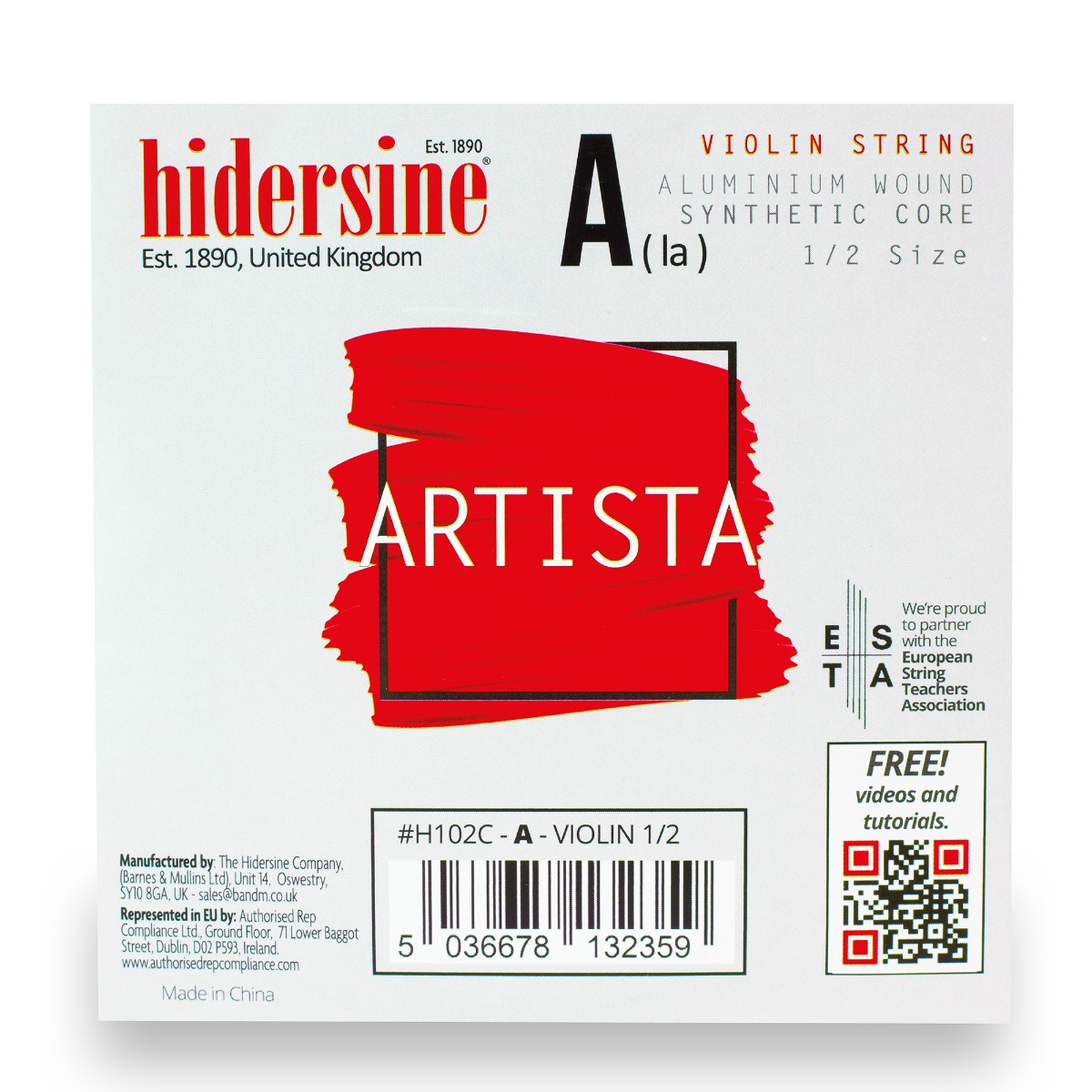 Hidersine Artista Violin A String – Aluminium Wound, Synthetic Core – 1/2 Size | Faversham Strings