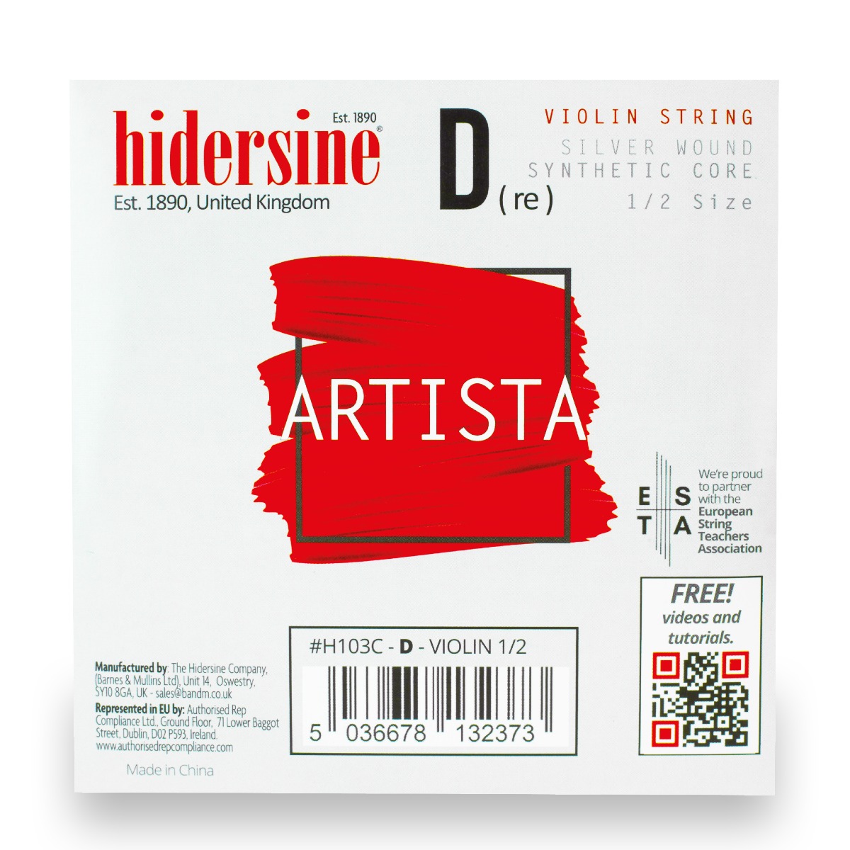 Hidersine Artista Violin D String – Silver Wound, Synthetic Core – 1/2 Size | Faversham Strings